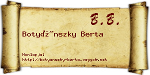 Botyánszky Berta névjegykártya